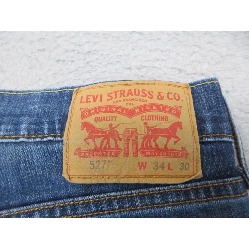 Levis 527 Bootcut Jeans Mens 34x30 Blue Medium Wash Slim Stretch Denim Casual